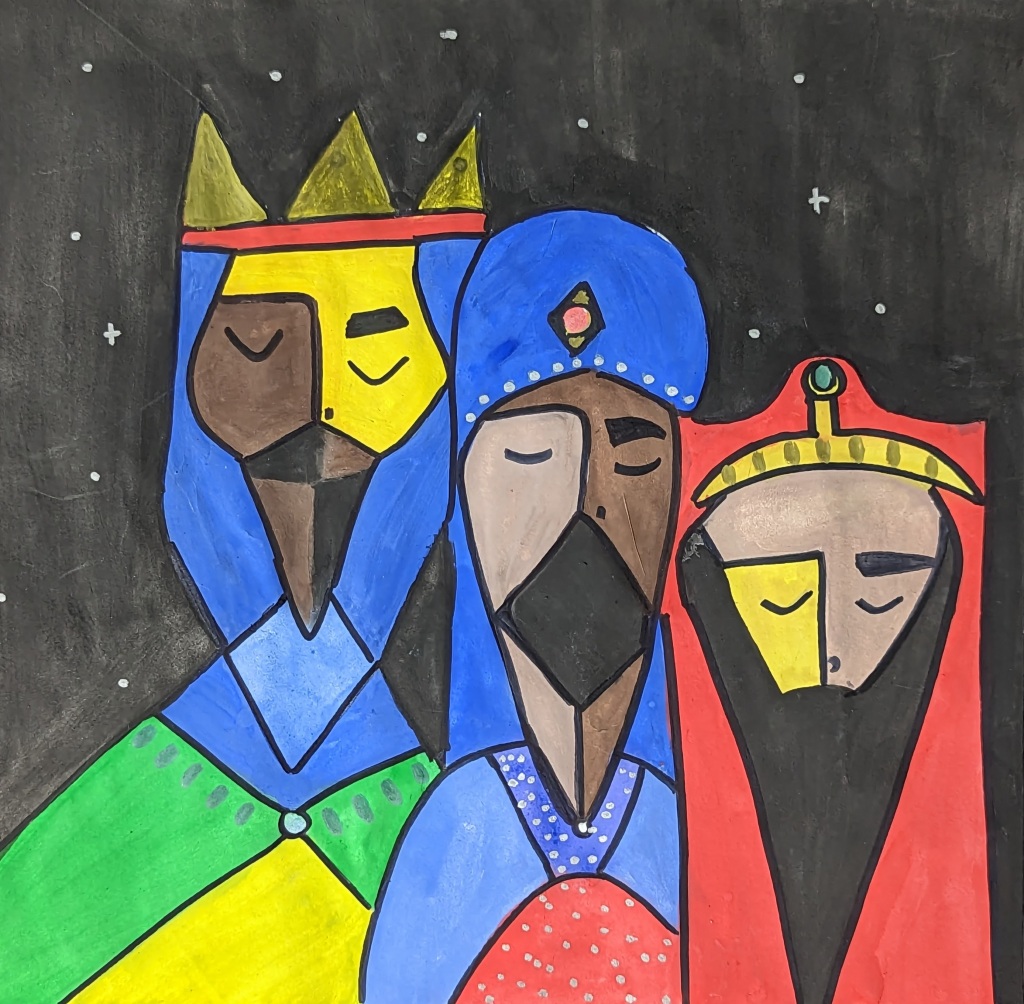 "We Three Kings," Autumn Root, 8th Grade, Mixed Media, St. Joe's
